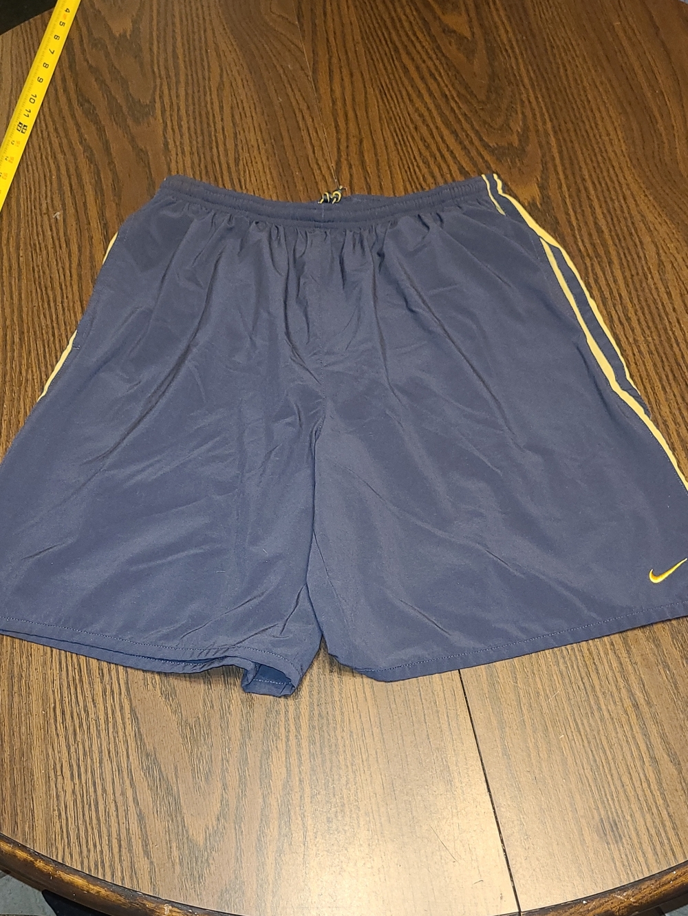 Nike Men’s Navy Athletic Shorts with Yellow Trim
